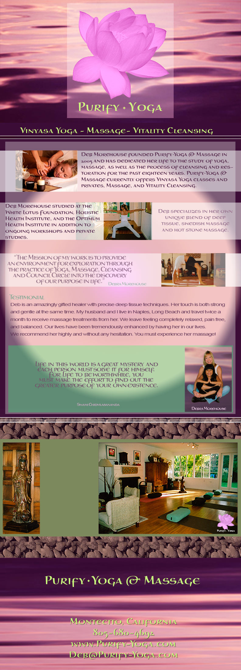 Vitality Cleansing Retreats in San Fernando Valley / Northridge, California by Debra Morehouse, Purify * Yoga